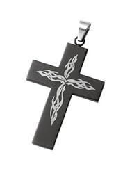 Clevereves Engraved Cross 24" Ball Chai Pendants 50.00X34.00 mm & 24.00 Inch