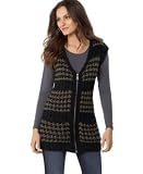DKNY Jeans Zip-Up Long Herringbone Sweater Vest