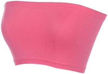 MB TREND Women's Seamless Bandeau Strapless Tube Top, One Size, Coral