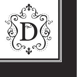 Monogram Black & White Cocktail Napkins - D