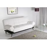 Plush Leather Convertible Sofa Leather: White