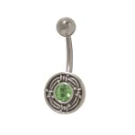Sterling Silver Art Deco Belly Ring with Green Jewel $9.99