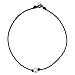 Pearl Choker Genuine Leather Necklace for Women Roseate Handmade Black 14