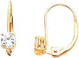 14K White Zircon April Birthstone Earrings Jewelry |A
