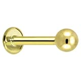 16 Gauge 5/16 Inches 3mm -Solid 14KT Yellow Gold Ball Internally Threaded Tragus