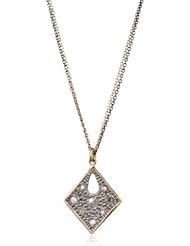 Moritz Glik "New Wave" 18K Gold and Oxidized Silver Rose Cut Diamond Shaped Pendant Necklace
