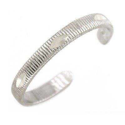 14K White Gold Coin Edge Toe Ring Adjustable Jewelry