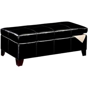 Firenze 48w Leather Lift - top Storage Bench, 48W, BLACK