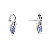 14K White Gold Marquise Genuine Tanzanite Earrings