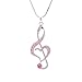 Spinningdaisy Silver Plated Crystal Treble Clef Necklace (Pink Crystals with Silver)