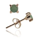 Rose Gold Vermeil (24k Gold over Sterling Silver) Genuine Emerald Stone round stud Earrings