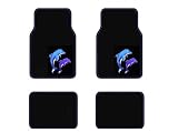 A Set of 4 Universal Fit Plush Carpet Floor Mats - Blue Dolphins