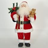 24 Traditional Standing Santa Claus Christmas Figure With Teddy Bear