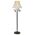 Iron Bird and Leaf Floor Lamp - Bronze