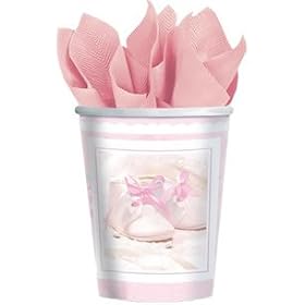 8 x Tiny Blessing Cups - Pink Christening Paper Cups
