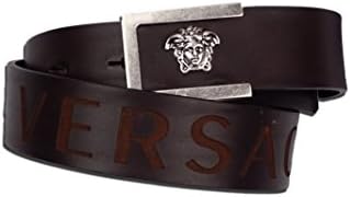 YOUNG VERSACE Little Boys' Leather Logo Belt with Medusa -4T -BROWN