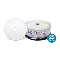 DIGISTOR 25GB 6X Blu-ray Disc Recordable BD-R Blank Media, White Inkjet Printable Surface