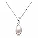 S925 Sterling Silver Created Pearl Drop Pendant Necklace and Earrings Set