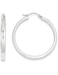 3mm, 14K White Gold Polished Rectangle Tube Hoops, 35mm (1 3/8")