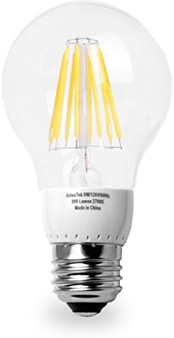 AriusTek A19 8W LED Filament Light Bulb Soft White 2700K, 75-watt Equivalent, 3 Pack