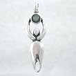 Celestial Lunar Goddess Pendant in Sterling Silver with a Rainbow Moonstone Gemstone Moon, #8721