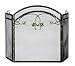 3 Fold Antique Gold Wrought Iron Screen W/ Top Leaf Designl