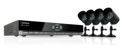 Defender SN502-4CH-001 4-Channel H.264 DVR with 4 Indoor/Outdoor Night Vision Cameras - Black