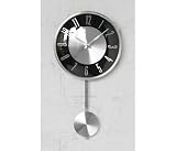 Pendulum Style Wall Clock Aluminium Black & Silver