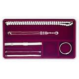 Velvet Jewelry Tray - Stacking - 4 Compartment (Burgundy) (1.5" H x 9.25" W x 16.25" D)