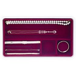 Velvet Jewelry Tray - Stacking - 4 Compartment (Burgundy) (1.5
