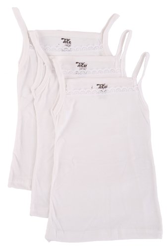 Caldore Girls Sleeveless Camisoles White 3pc Pack