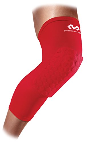 McDavid 6446 Extended Leg Sleeve with Hex Pads , Small, Scarlet - One pair