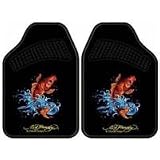 Auto Expressions 800001552 Ed Hardy Black Koi Carpet Floor Mat, 2 Piece