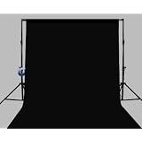 CowboyStudio 10' X 20' Black Muslin Backdrop with 10' Heavy Duty Background Support System with Carrying Case