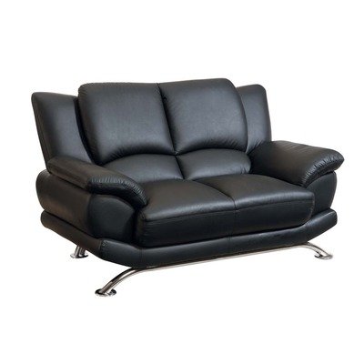Rogers Black Leather Loveseat
