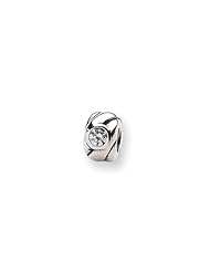 Clear CZ, Two-Stone Charm in Silver for 3mm Charm Bracelets