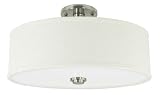 Sale Good Earth Lighting H4219-BN-LIN-I Valencia 19-Inch Semi-Flush No Trim With Linen Shade, Brush Nickel