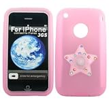 PINK silicone with LIGHT UP STAR case cover for Apple iPhone 3G & S