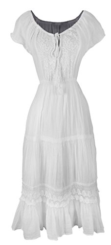 Peach Couture Renaissance 100% Cotton Embroidered Sleeveless Gypsy Tank Dress
