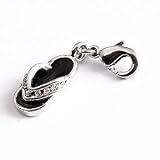 charms Charms Anhänger für Bettelarmband FlipFlop schwarz mit Strass