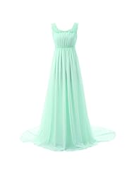 Chiffon Beaded Pleated Scoop Neck Evening Dress/Prom Dress/Party Dress 