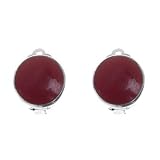 Image of Sterling Silver 8mm Red Jasper Button Clip On Earrings