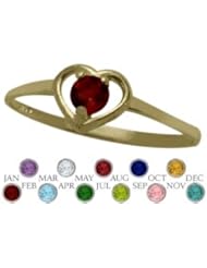 14 Karat Yellow Gold Genuine Garnet Solitaire Gem Round Shape Baby Ring
