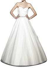 Strapless Tulle  Natural   Waistline Crystals Lace Crystal Sweetheart  Ball Gown Wedding Dress 