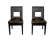 2 Dark Brown Leather Dining Chairs By Wholesale Interiors