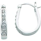 Sterling Silver .01cttw Diamond Hoop Earrings
