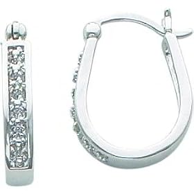 Sterling Silver .01cttw Diamond Hoop Earrings