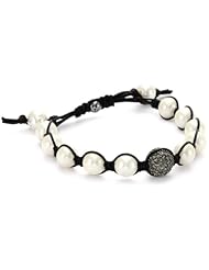 Tai Mother-Of-Pearl and Black Diamond Swarovski Crystal Ball Bracelet