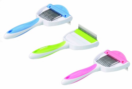 Dog Grooming Brushes:Bamboo Dog Undercoat and Dematting Rakes (Colors Vary)