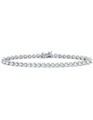 Round Brilliant Diamond 3 Prong 14K White Gold Tennis Bracelet (4.5 cttw,F-G Color, SI2 Clarity), 7.25 Inch